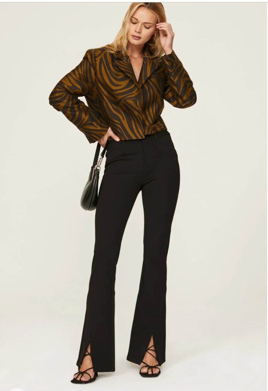 PAIGE NWT Winona Split Front Flare Pant in Black // 00